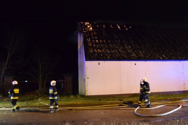 Płomienie strawiły część hali przy ulicy Bugno w Szczecinku. Ogień zauważono w czwartkowy wieczór. Płonął dach budynku gospodarczego przy dawnym dworku w szczecineckim Bugnie. Pożar udało się szybko opanować, ale żywioł zniszczył część dachu i jego konstrukcji. Wewnątrz budynku są samochody, nie wiadomo czy ucierpiały. Z zagrożeniem walczyli strażacy zawodowi i ochotnicy. Akcję utrudniały przebiegające tuż obok przewody energetyczne. Przyczyny pożaru ustali biegły. 