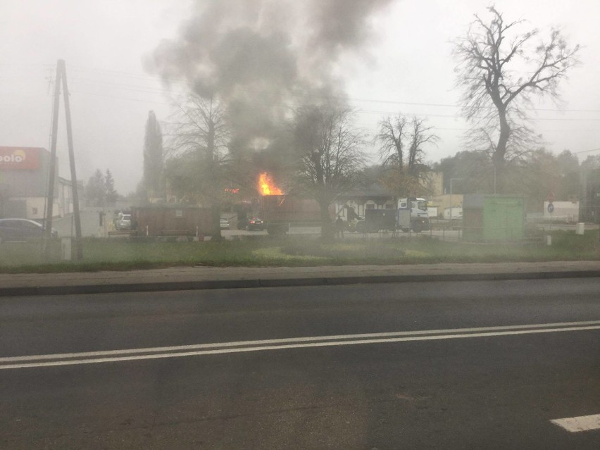 Pożar kabli przewożonych przez samochód ciężarowy w...