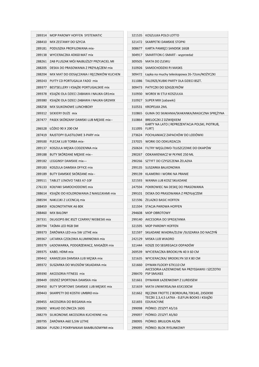 Lista produktów 50 procent tańszych