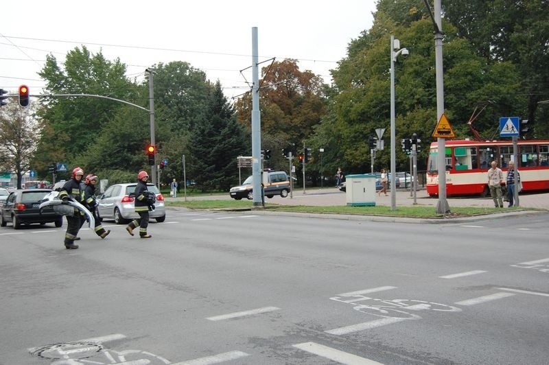 Zderzenie tramwaju z samochodem na Hucisku