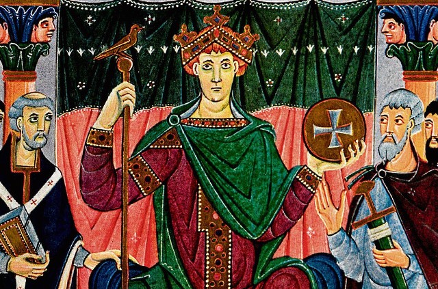 Malarz ze szkoły mistrza Reichenauera, cesarz Otton III na tronie.  Królem Niemiec został jako 3-latek (983 r.), cesarzem - w wieku 16 lat