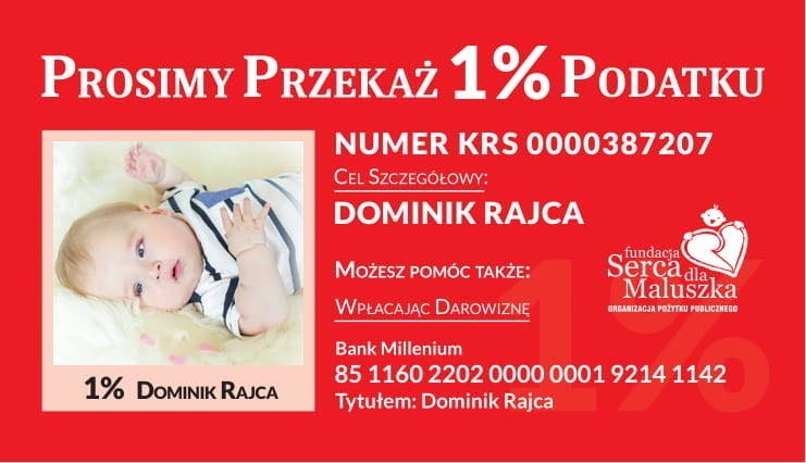 Pierwszy zabieg przeszedł w łonie matki, nadal jednak potrzebuje pomocy. Historia Dominika, małego bohatera spod Krakowa