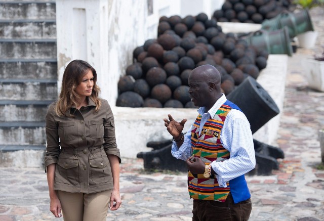 Melania Trump w forcie Cape Coast, z którego wywożono niewolników do Ameryki