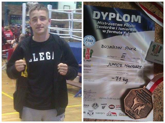 Piotr Bujarski z brązowym medalem na Mistrzostwach Polski K-1 juniorów.