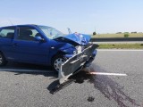 Wypadek na autostradzie A1 AmberOne w kierunku Łodzi za Pruszczem Gdańskim 26.06. Zderzenie samochodów osobowych. Droga zablokowana 