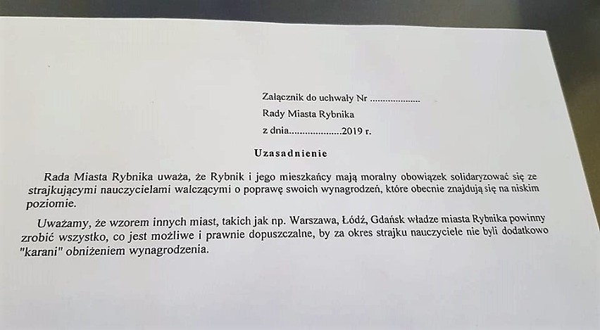 Radni z Rybnika uchwalili projekt uchwały wyrażającej...