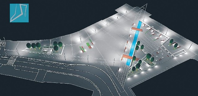 Projekt Placu Wolności z miejscem pod sztuczne lodowisko.