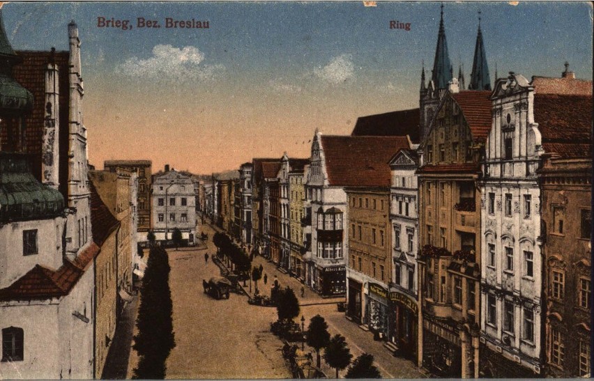 Brzeg przed wojną w kolorze. Rok 1922. Południowa pierzeja...