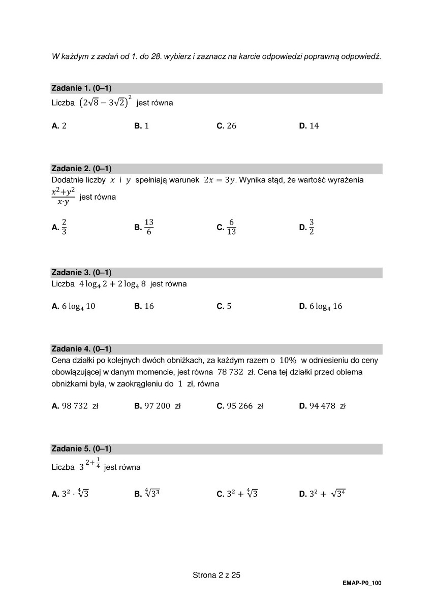 Matura z matematyki na poziomie podstawowym