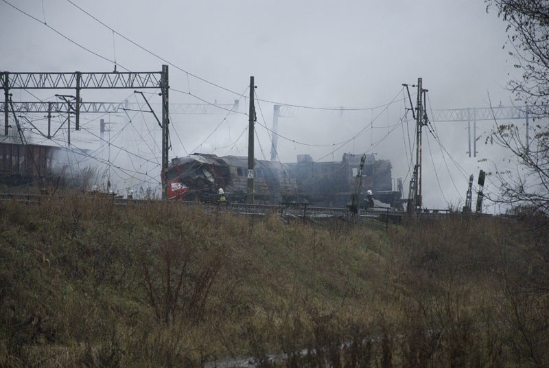 Pozar po zderzeniu pociągów
Pozar po zderzeniu pociągów