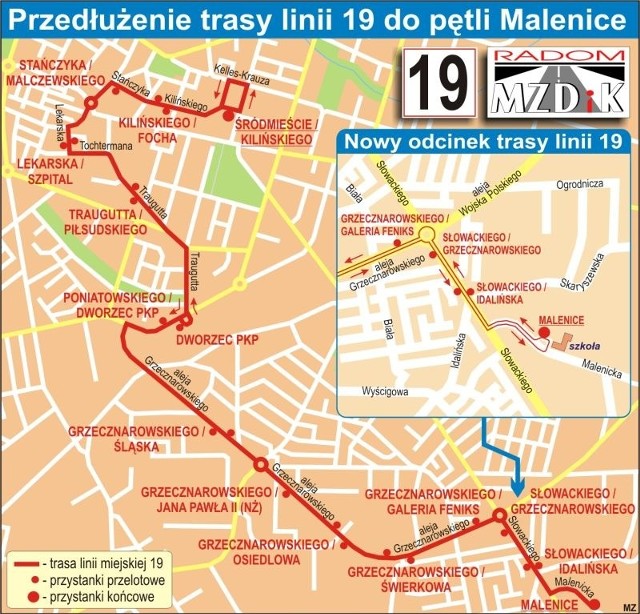 Przedłużenie trasy linii 19 do pętli Malenice