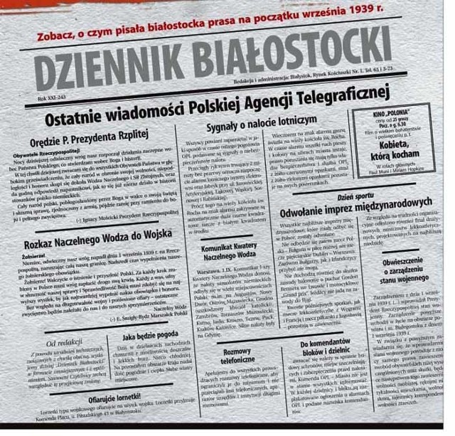 Oto kilka informacji z białostockiej prasy z początku września 1939 roku.