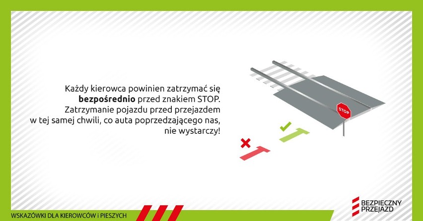 Zasady bezpiecznego pokonania przejazdu kolejowego.