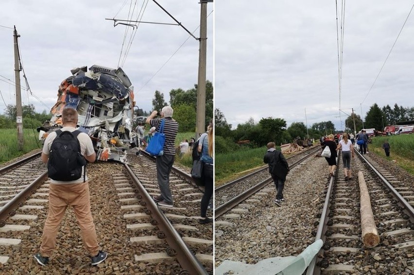 Wypadek w Daleszewie. Pociąg osobowy zderzył się z cieżarówką. Jedna osoba nie żyje, jest wielu rannych [ZDJĘCIA]