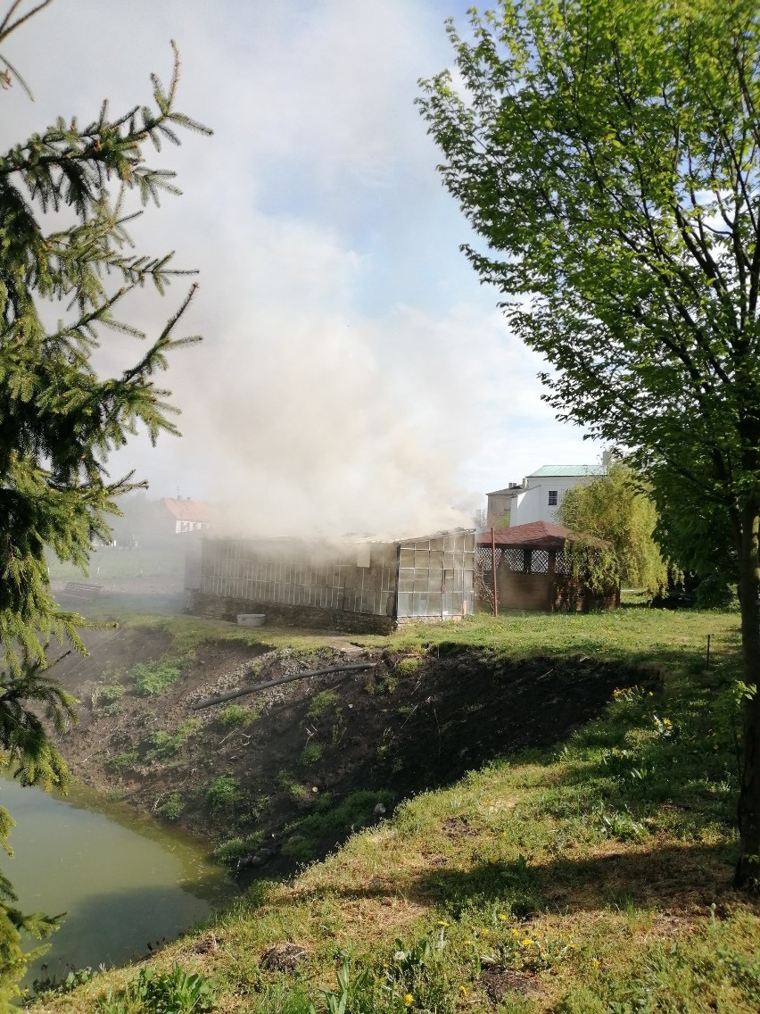 Pożar w klasztorze ojców Bernardynów w Łęczycy. Ogień w budynkach gospodarczych ZDJĘCIA 3.05.2020