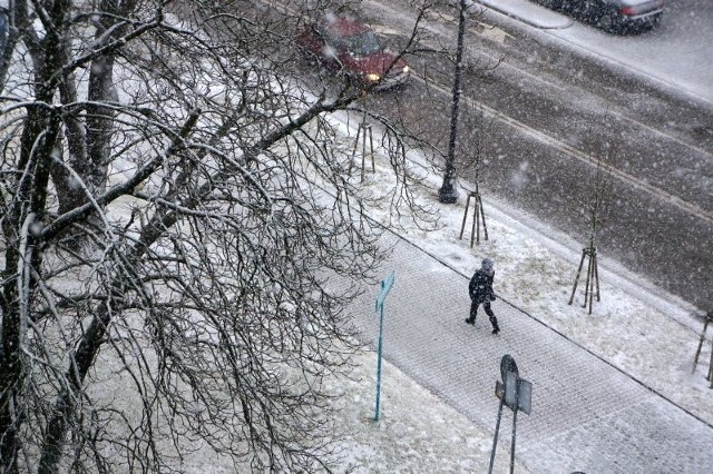 Opady śniegu z południa regionu przeniosły się do Białegostoku