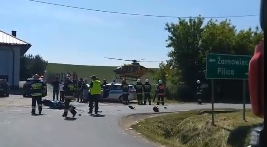 Wypadki motocyklistów w Jaworznie i Zawierciu. Dwukrotnie lądował helikopter LPR