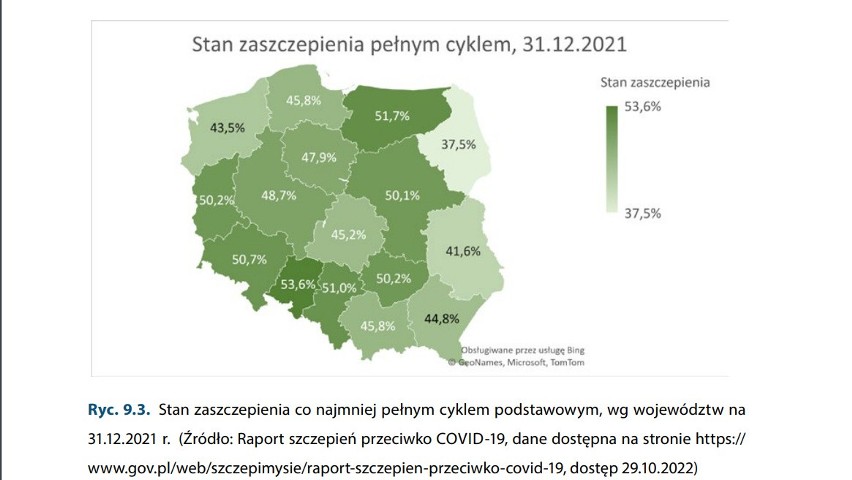 Mapka pochodzi z raportu "Sytuacja zdrowotna ludności Polski...