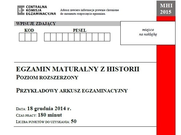 Próbna matura 2014/2015 z CKE - historia (p. rozszerzony) [ARKUSZE, ODPOWIEDZI]