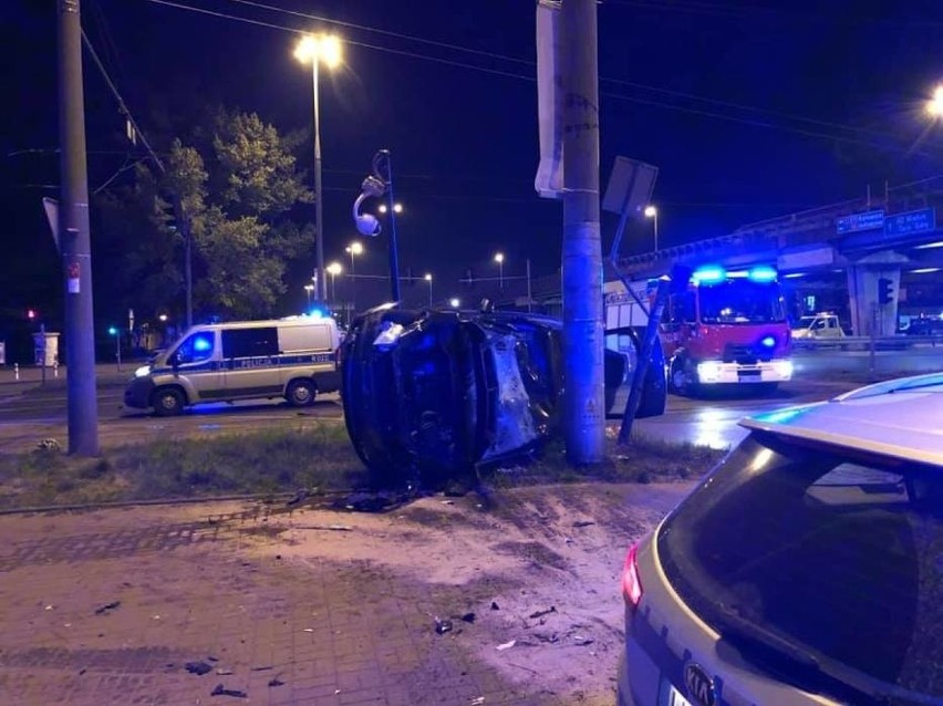 Wypadek motocyklisty koło estakady w Częstochowie 7.05.2019.