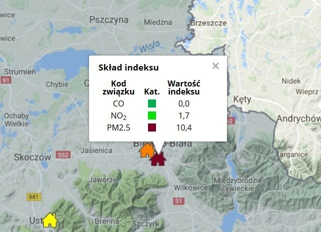 Stężenie pyłu zawieszonego w poniedziałek 5 marca 2017 nawet...