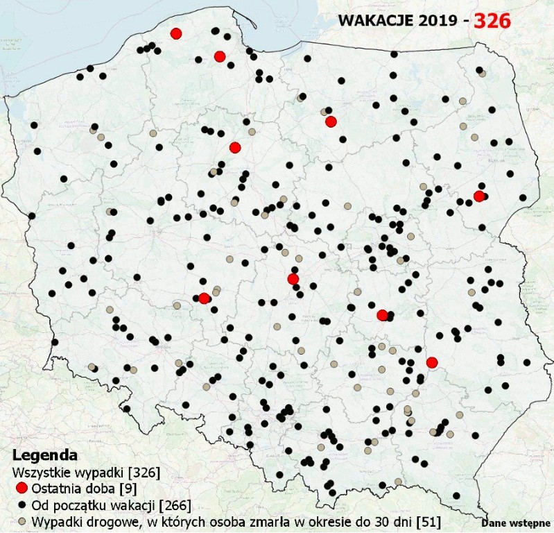 Dane dot. wypadków śmiertelnych w Polsce - dane z półmetku...