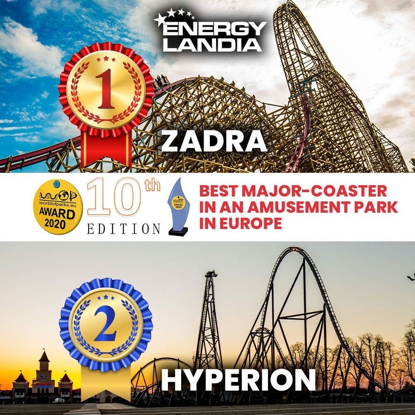 Park Rozrywki Energylandia w Zatorze wyróżniony. Roller coastery Hyperion i Zadra wśród najlepszych w Europie [ZDJĘCIA]