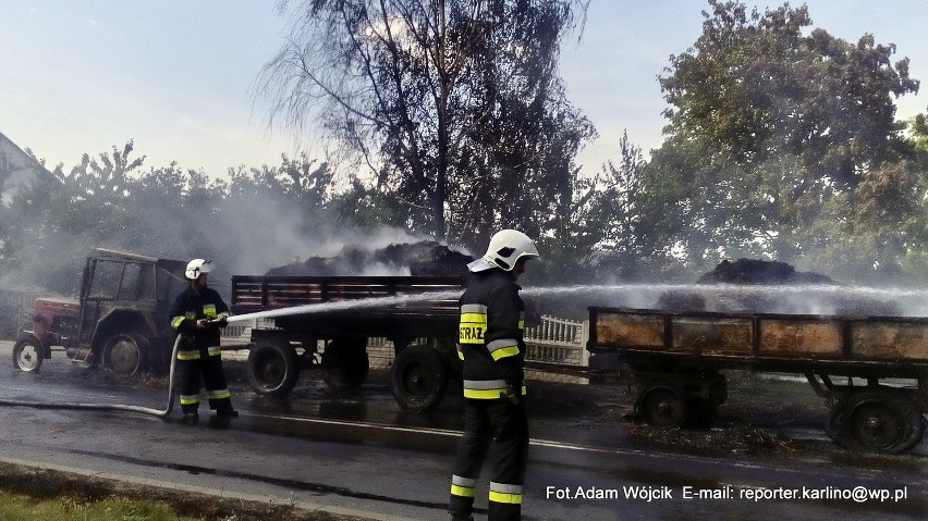 W okolicy miejscowości Żabowo spłonął ciągnik