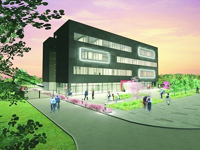 Wizualizacja nowoczesnego biurowca Parku Przemysłowego Łomża. Na budowę spółka PPŁ ma 15 mln zł.