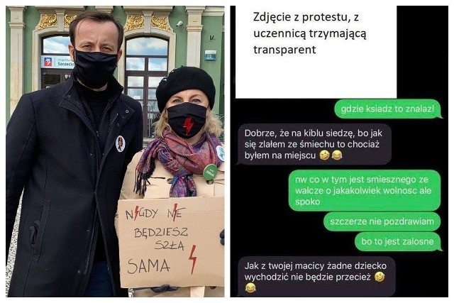 Przemysław Słowik z partii Zieloni zaprezentował dziś SMS-y, które miała otrzymać od księdza uczennica ze Szczecina