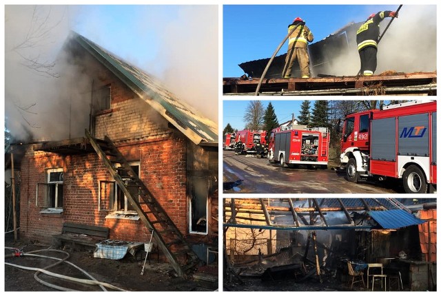 Augustowo - siedem zastępów walczyło z pożarem domu i zabudowań gospodarczych 15.03.2020