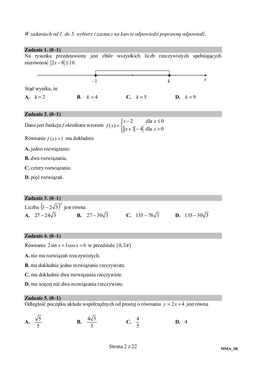 Matura 2015 matematyka poziom rozszerzony liceum