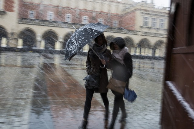 Zamieć śnieżna w Krakowie, 19.04.2017