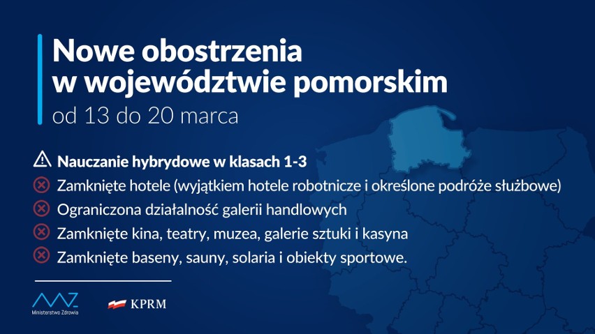 Rząd wprowadza lockdown w województwie pomorskim od 13 do 20 marca