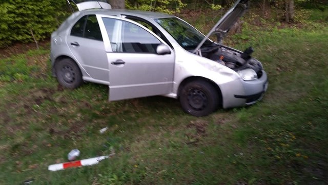 W Pastwiskach samochód wypadł z drogi dachował. Ranna została jedna osoba.