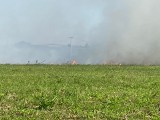 Gm. Jerzmanowice. Ogień na polach pomiędzy Jerzmanowicami a Gotkowicami. Pali się obok punktu Taurona. DK 94 spowita dymem