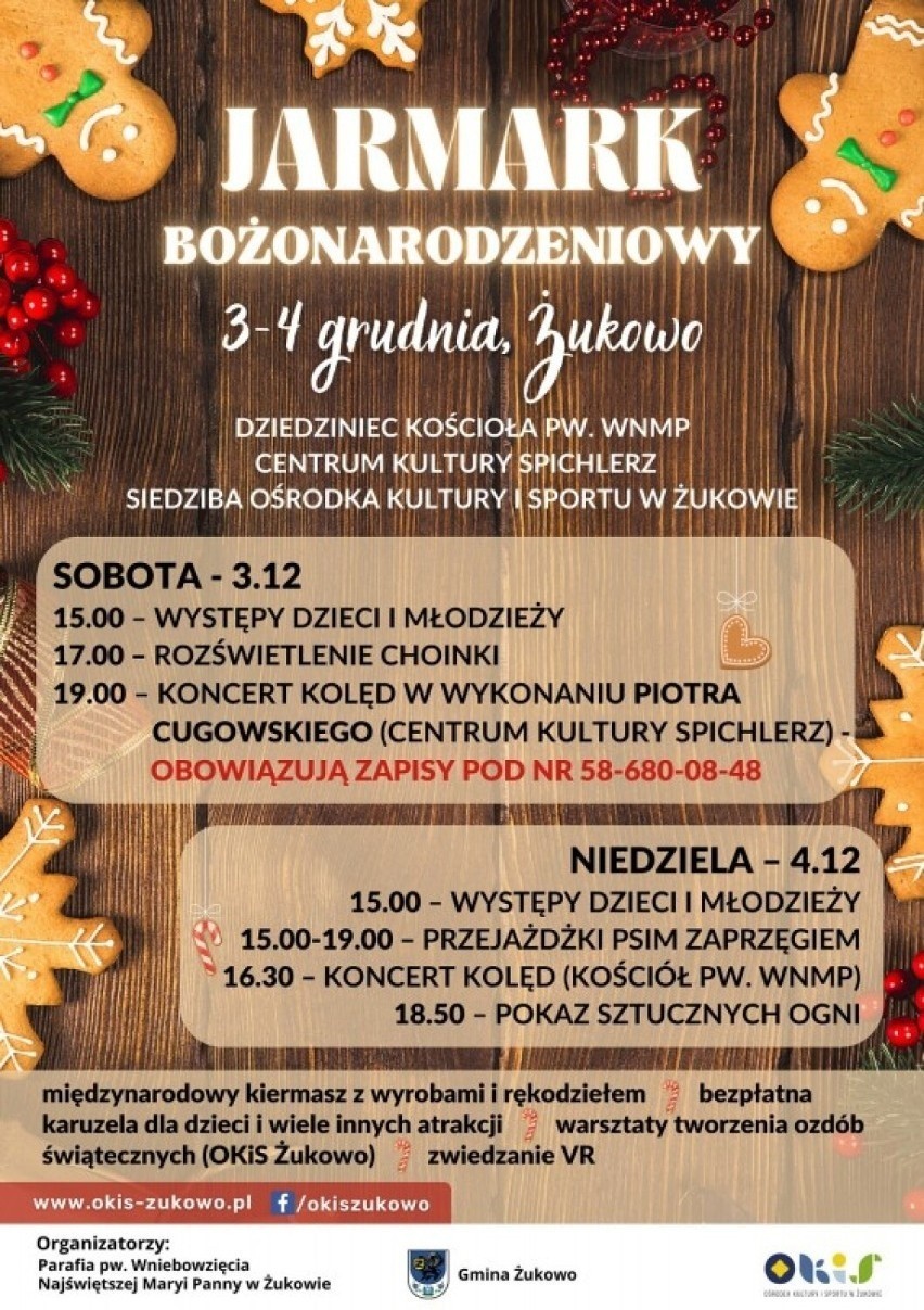 W weekend 3-4 grudnia rozpocznie się Jarmark Bożonarodzeniowy w Żukowie. Wystąpi Piotr Cugowski