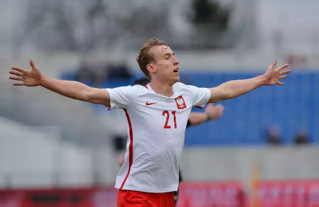 Adam Buksa w meczu reprezentacji Polski U-21