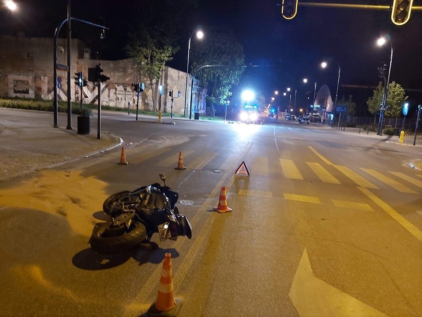 Wypadek motocyklisty na ul. Wólczańskiej. Kierujący suzuki był nietrzeźwy