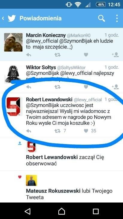 Robert Lewandowski na Twitterze zamieścił bardzo ciekawy wpis. Szymon Bijak był pierwszy i wygrał koszulkę