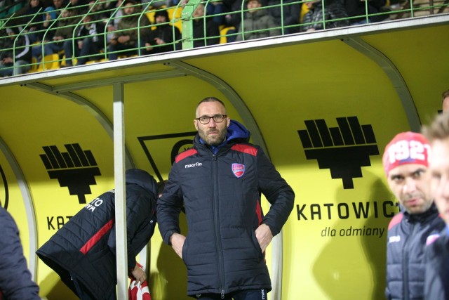 09.03.2019 rok. Trener Marek Papszun na meczu GKS Katowice - Raków Częstochowa.