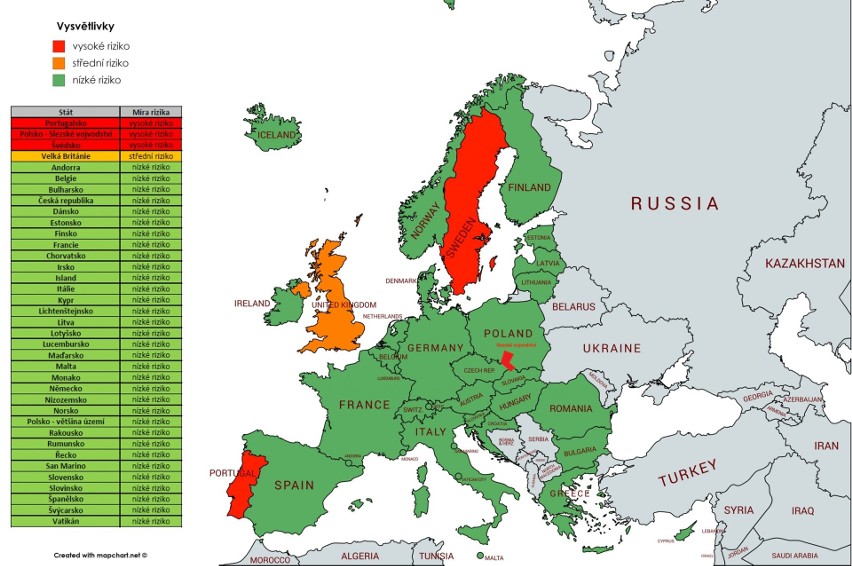 Aktualna mapa koronawieusa obowiązująca w Czechach