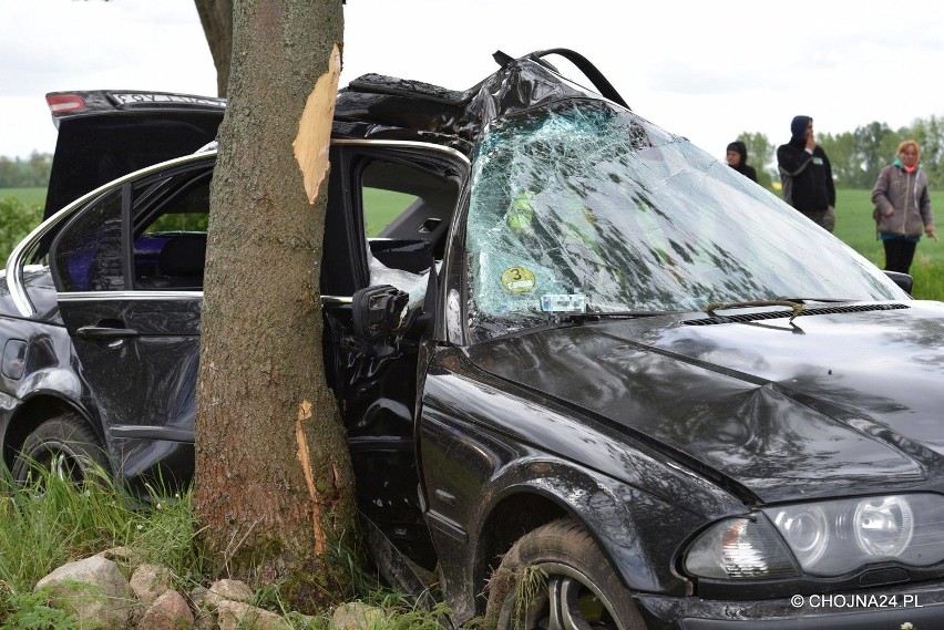 Wypadek koło Morynia. BMW uderzyło w drzewo [zdjęcia]