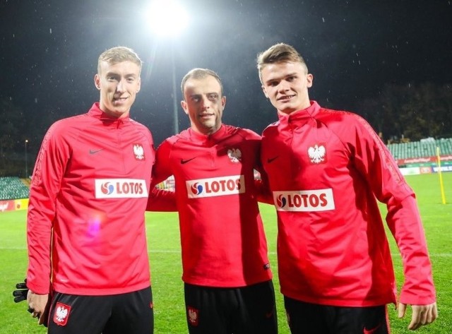 Adam Buksa, Kamil Grosicki i Hubert Matynia na treningu kadry narodowej.