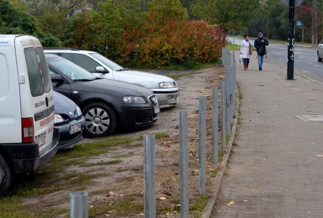 Ulica Rusałka - od poniedziałku parkowanie na terenie zielonym utrudnia szpaler słupków