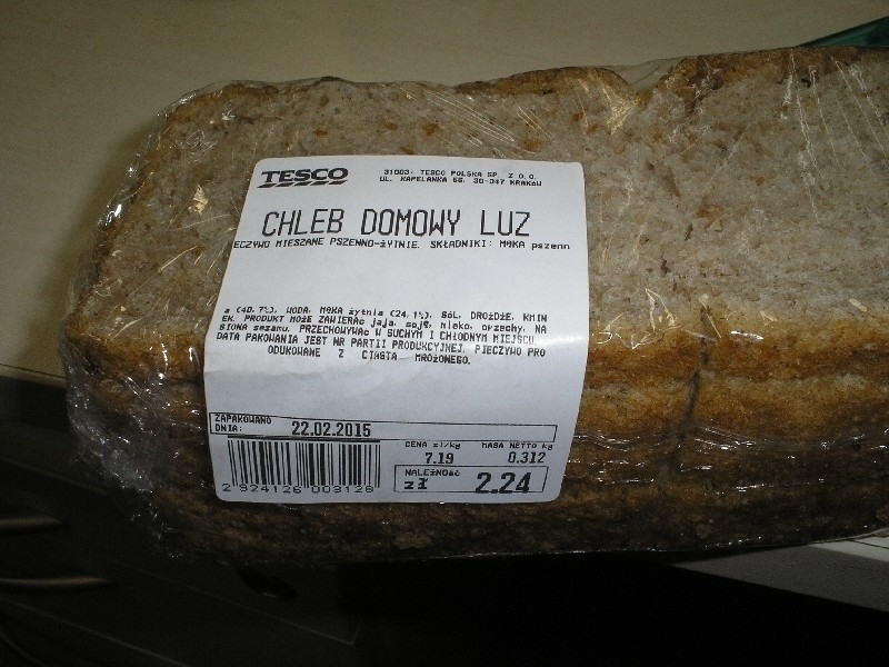 A to chleb z Tesco, też z mrożonego ciasta, ale ani skład,...