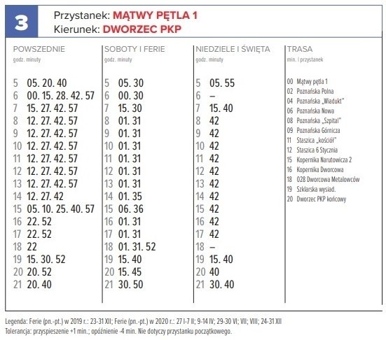 Oto nowy rozkład jazdy MPK Inowrocław dla linii numer:  3,...