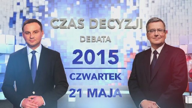 Debata prezydencka Komorowski kontra Duda odbędzie się w czwartek 21 maja na antenie TVN, TVN24 i TVN24 Biznes i Świat . Początek debaty zaraz po "Faktach" TVN, o godz. 19:25.