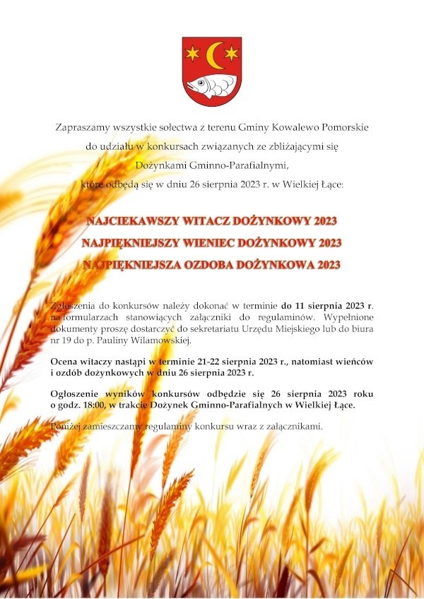 26 sierpnia gmina Kowalewo Pomorskie organizuje dożynki w...