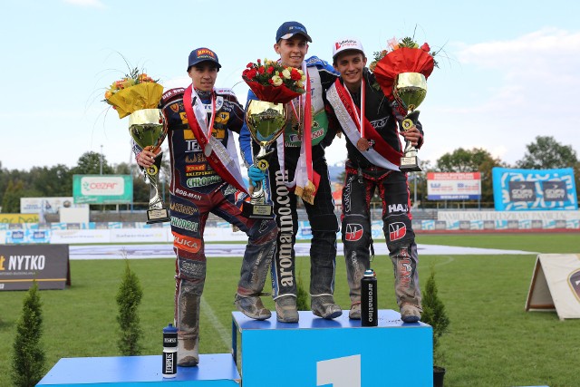 Podium finału MIMP 2019. Od lewej: Dominik Kubera, Jakub Miśkowiak, Wiktor Lampart.